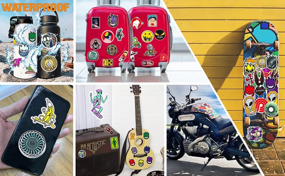 100Pcs Skateboard Stickers, Skateboading Pack Stickers for Suitcase Skateboard Laptop Computer Water Bottles Car Teens Boys Girls Decal Waterproof Sticker.