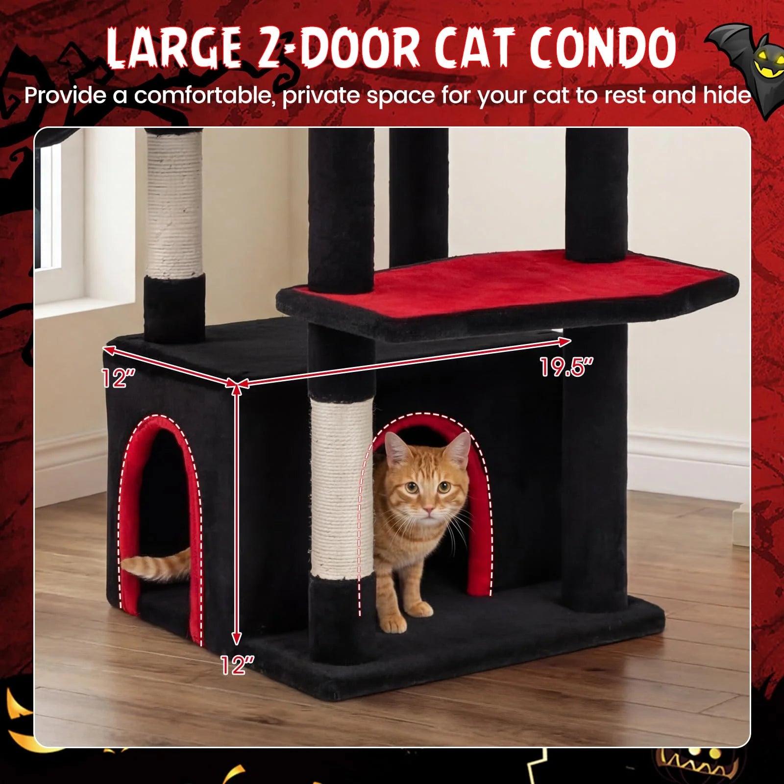 Tangkula Gothic Cat Tree 63 Inch Tall Halloween Cat Tower
