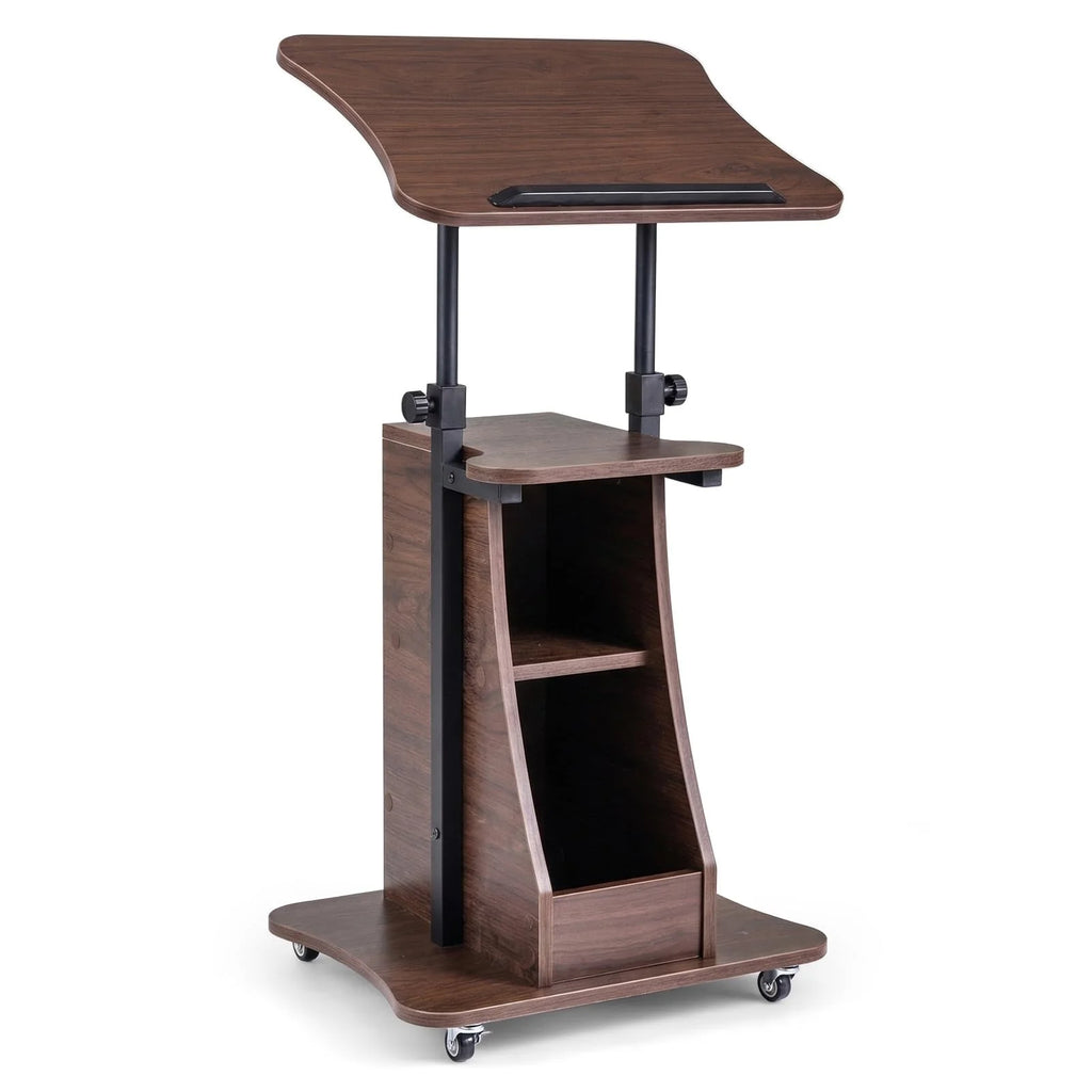 Tangkula Mobile Lectern Podium Height Adjustable Podium Stand