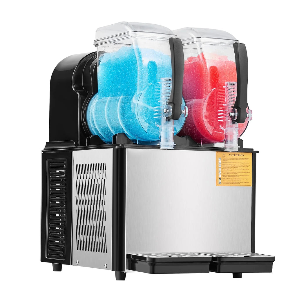 KFFKFF Commercial Slushy Machine, 4 L*2 Tank Slushie Machine, Frozen Drink Machine with Temperature Preservation, Slushy Maker Machine