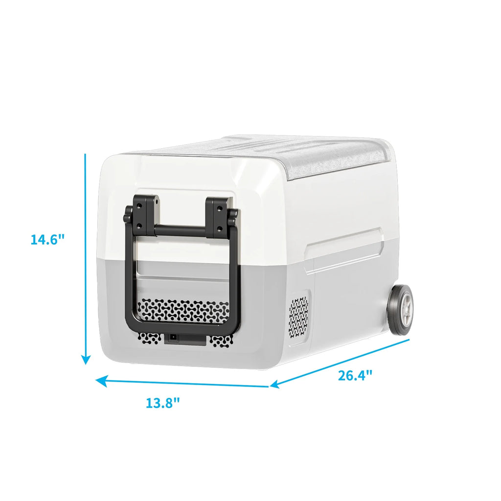 DISHUP 12V Portable Car Refrigerator, 53QT(50 L) Electric Cooler with Dual Zone, DC & AC, Ideal for RV, Camping, Travel, Truck