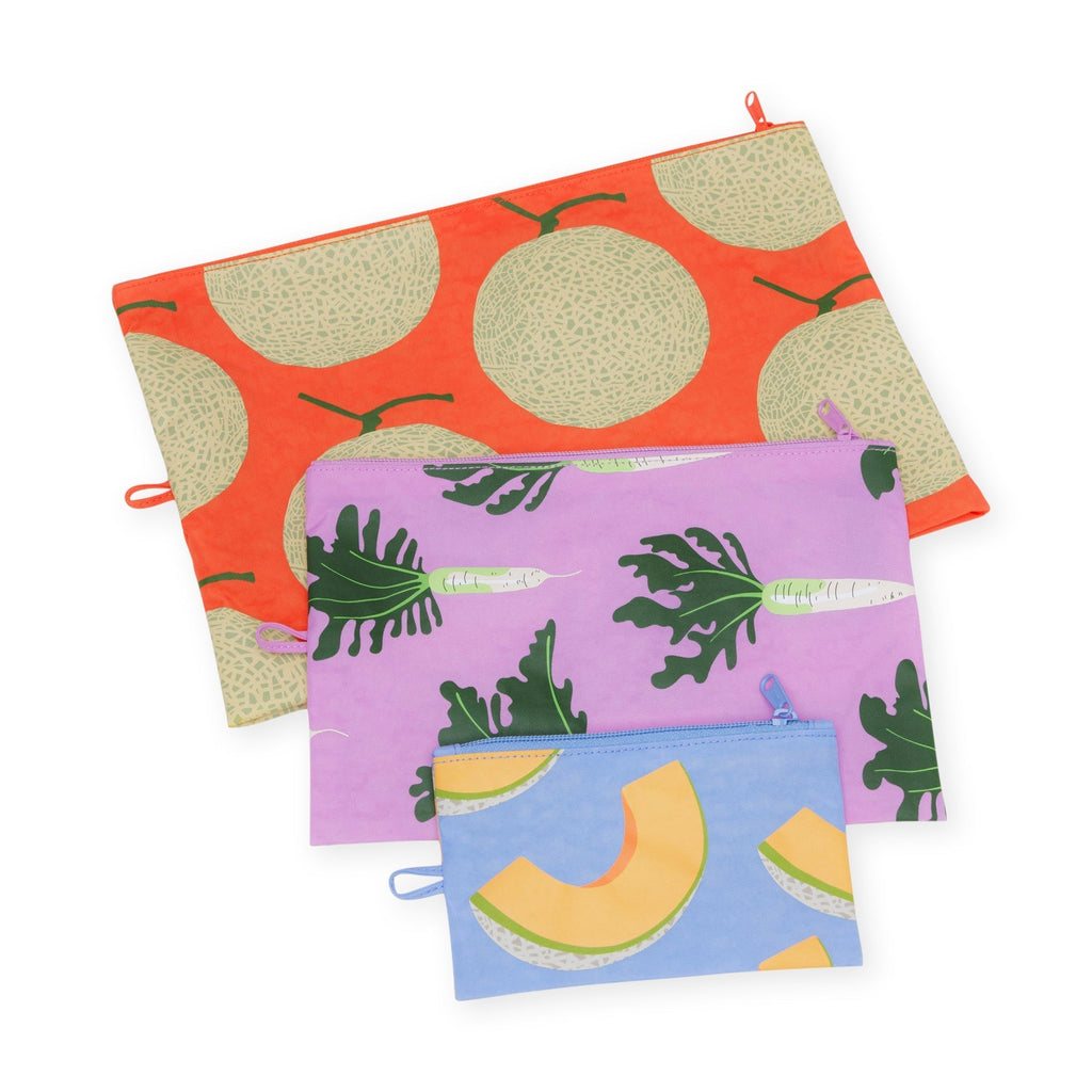 Baggu Recycled Nylon Go Pouches - Set of 3 - Japanese Produce
