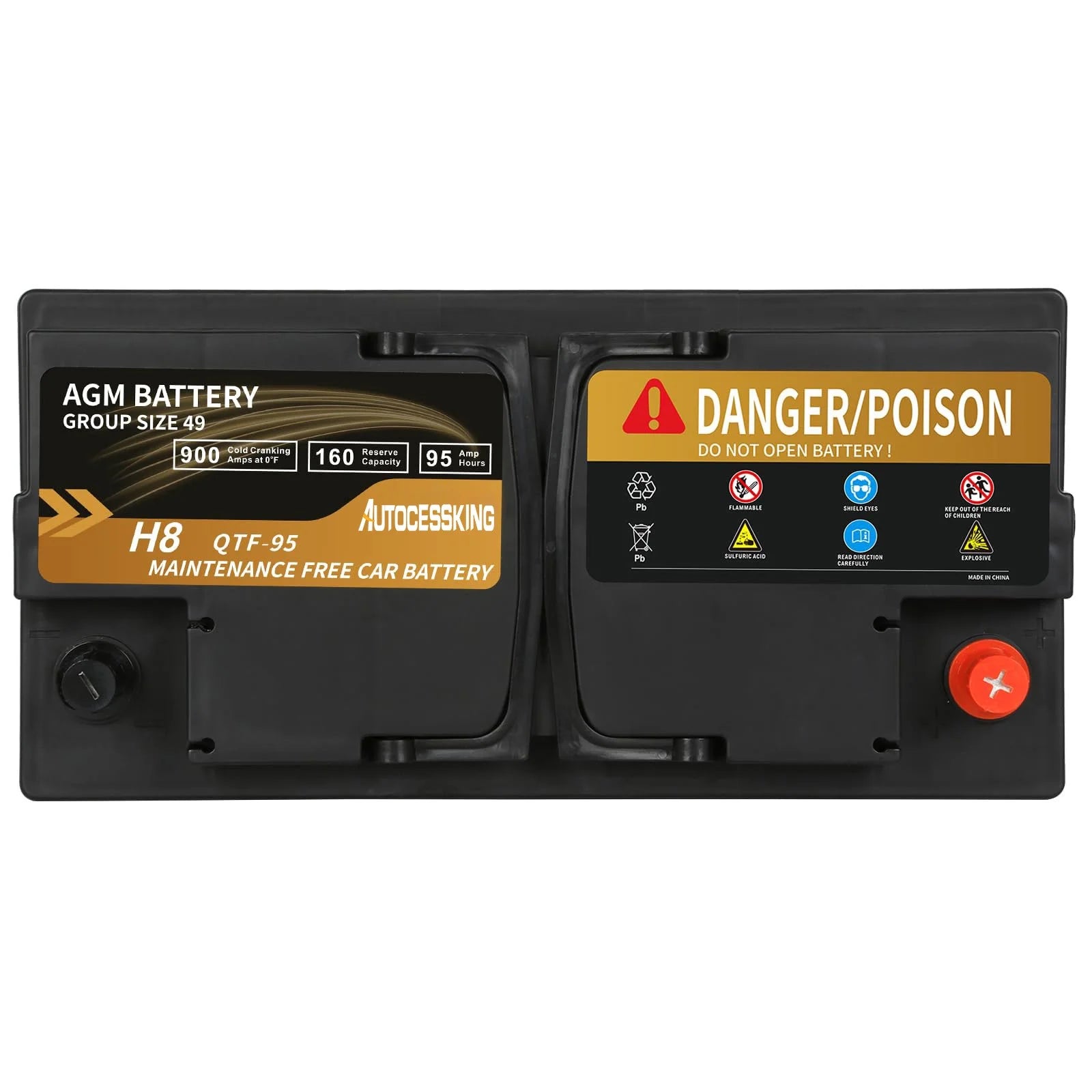 Autocessking Platinum AGM Battery, Group 47 Rechargeable Automotive Batteries for Car, 12V H5 680CCA 60ah 100RC