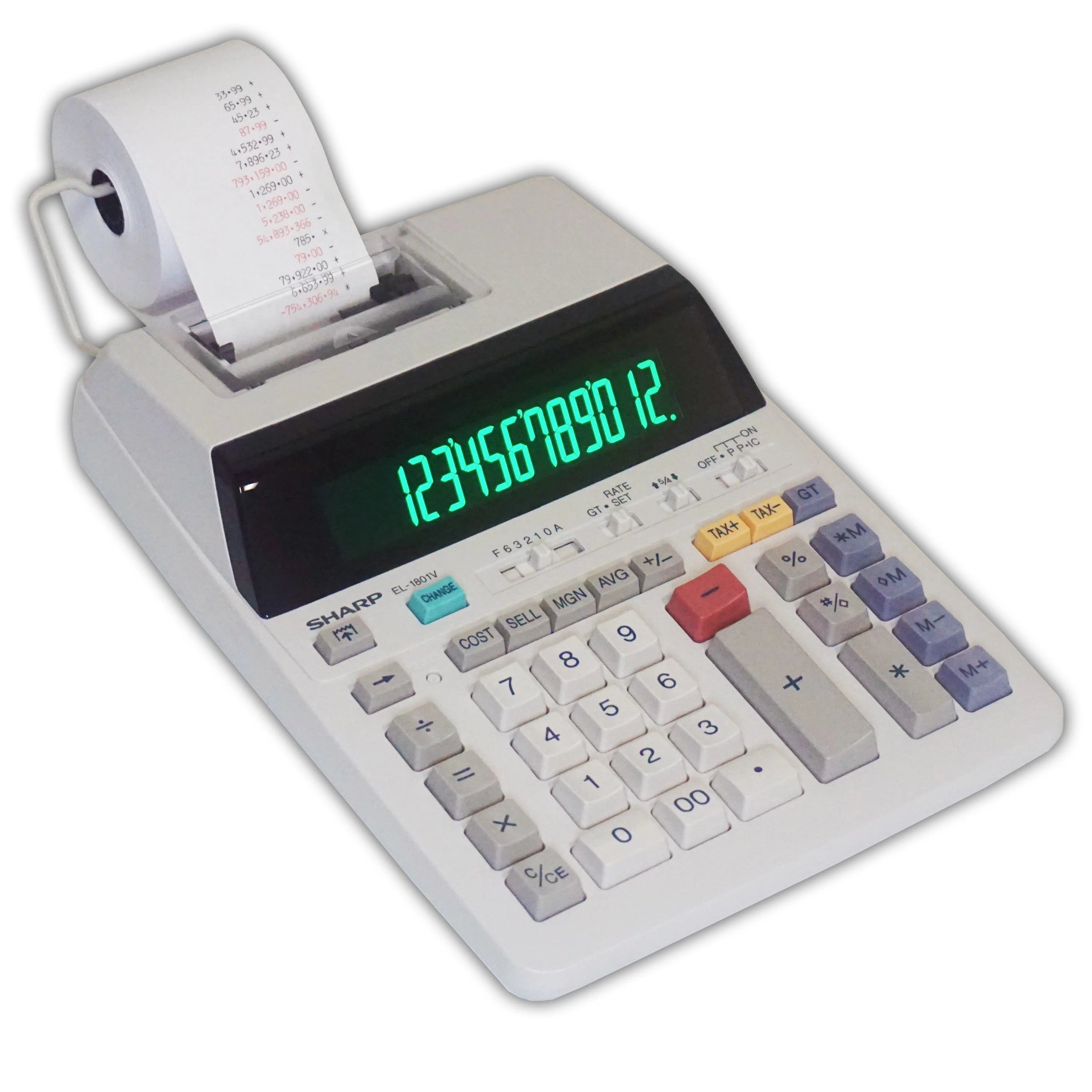 Sharp Calculators EL - 1801V Ink Printing Calculator, Fluorescent Display, AC, 2.0 LPS, Off - White