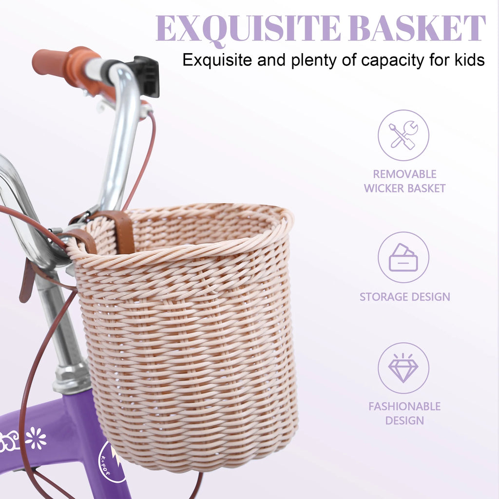 Bstjewey 20 in Girls Bike with Basket, Kids Bicycle for Ages 7 - 13