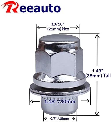 12x1.5 Lug Nuts 20 Pcs Chrome Closed End Mag Style Lug Nuts with Washer 13/16" (21mm) Hex Compatible with Toyota Camry/Corolla/Tacoma Lexus