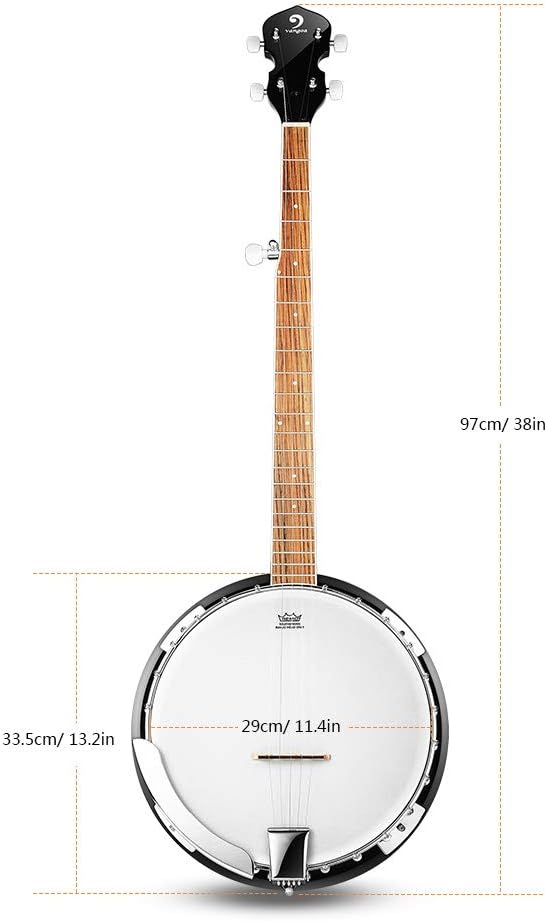 Banjo 5 String Full Size Banjos Set with Resonator. Remo Head. Beginner Banjo Kit with Closed Back. Premium Accessories for Adults. Teenager