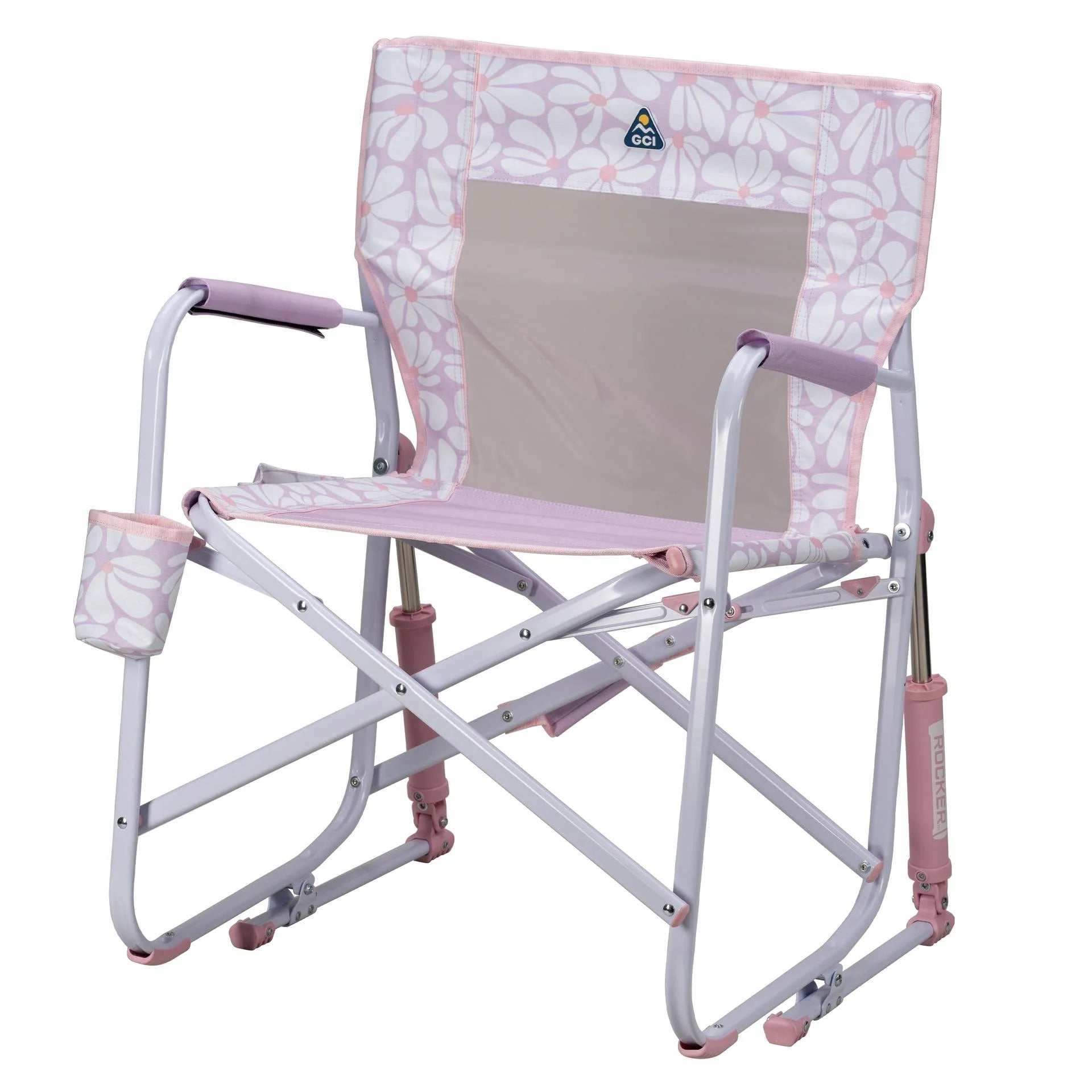 GCI Outdoor Freestyle Rocker Foldable Rocking Camp Chair, Purple Floral