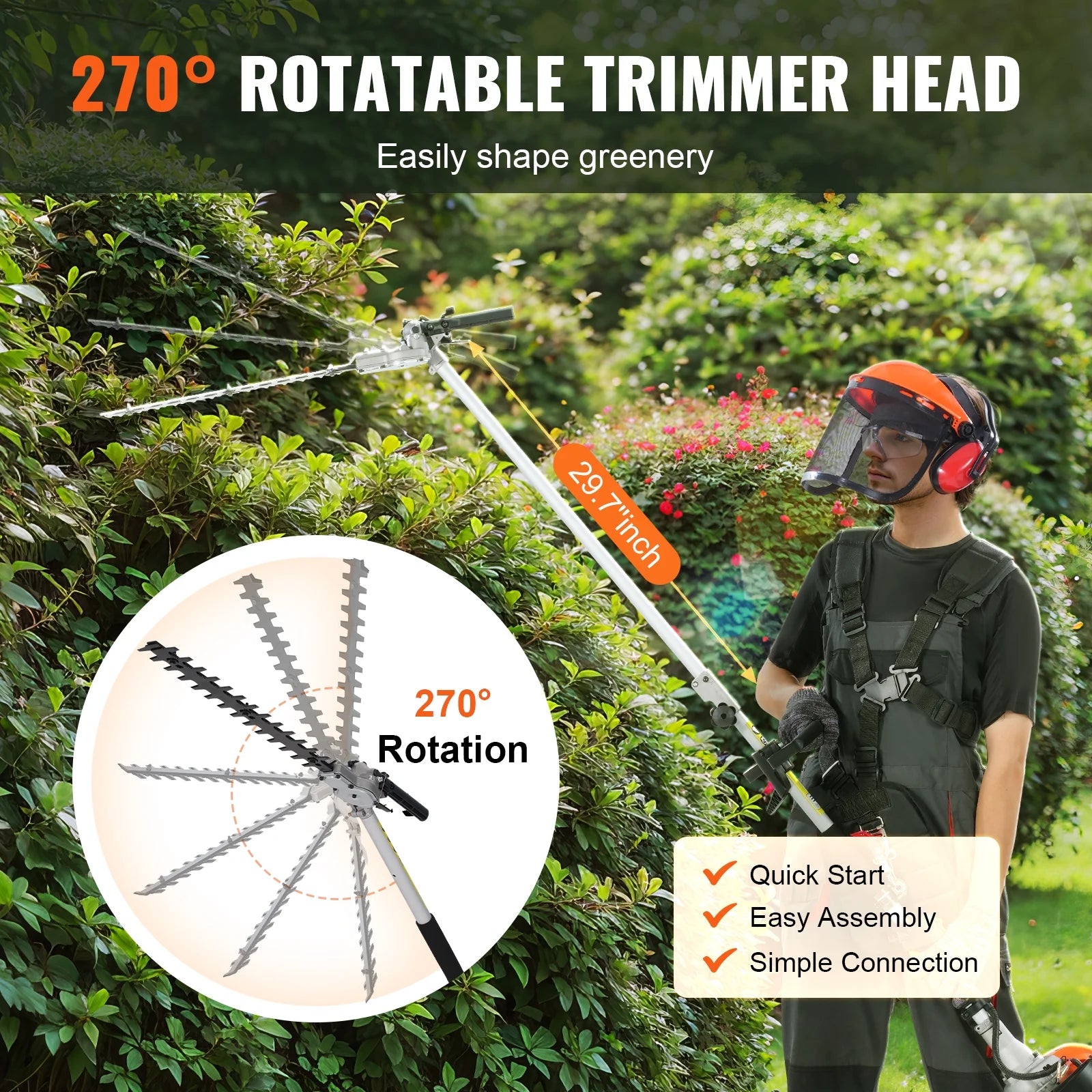 VEVOR 26CC 5 - in - 1 Multi - Functional Trimming Tools, Gas Hedge Trimmer, Weed Eater, String Trimmer, Edger, Pole Saw Chainsaw Pruner with Extension Pole