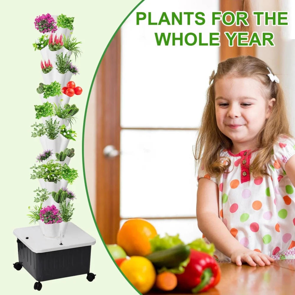 Hydroponic Growing System Tower | Vertical Vegetable Planting Towers | 10 - Layer 50 Slots, Hydroponic Growing Kit Forhydroponics Towers Garden, Suitable for Balconies, Courtyards, Roofs