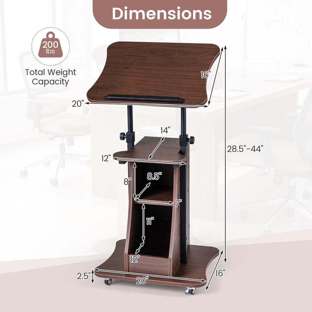 Tangkula Mobile Lectern Podium Height Adjustable Podium Stand