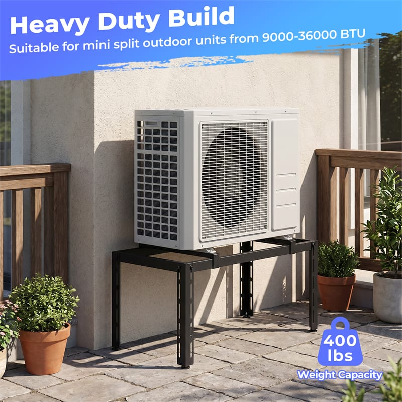 Mini Split Ground Stand for 9000-36000 BTU Ductless Air Conditioners Heat Pump, Anti-Vibration Heavy Duty Universal Outdoor AC Base Bracket