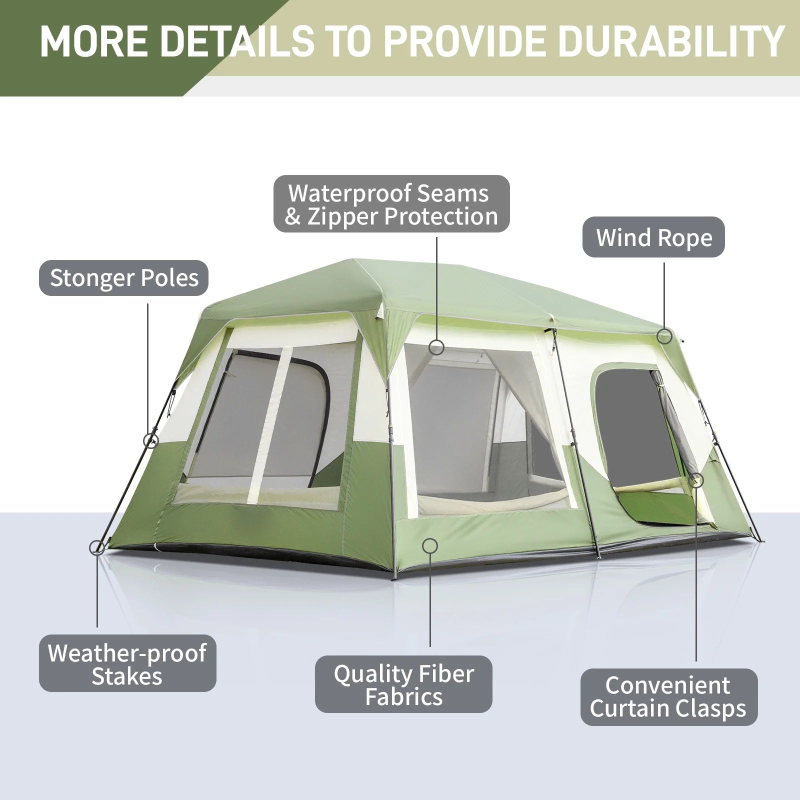 Zimtown 10 Person Tent Large Multi Room Tent for Family Camping Cabin Huge Tent with Carry Bag