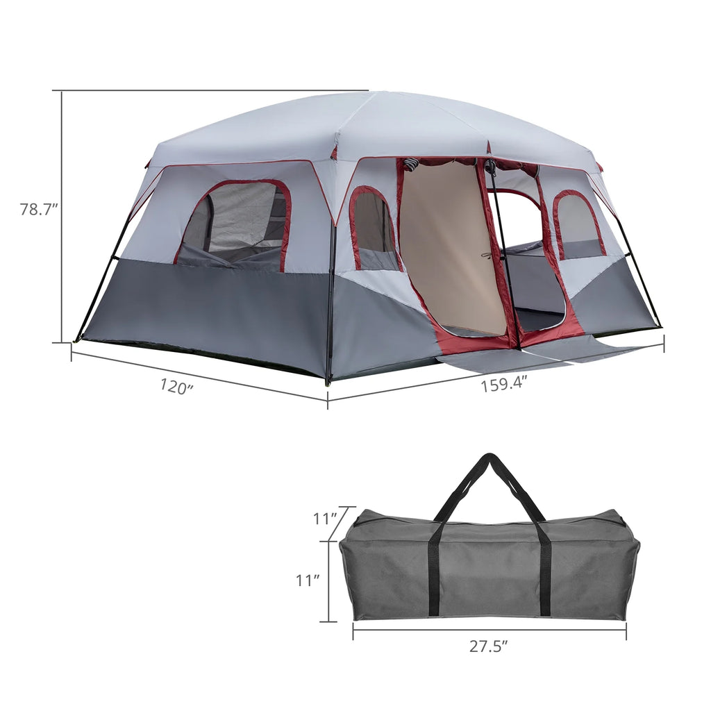 Zimtown 10 Person Tent Large Multi Room Tent for Family Camping Cabin Huge Tent with Carry Bag