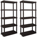 Hyper Tough Large 5 - Tier Shelving Unit, W36 x D18 x H74" Interlocking Multipurpose Organizer, Black, Pack of 2