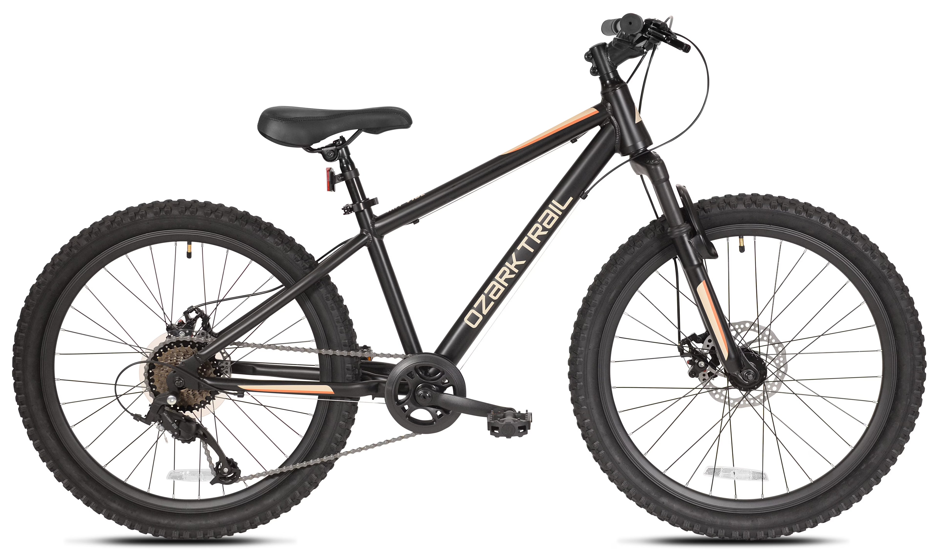 24" Ozark Trail Vibe Mountain Bicycle, 8 Speed, Black, Fits Riders 4'6" - 5'6", Teen