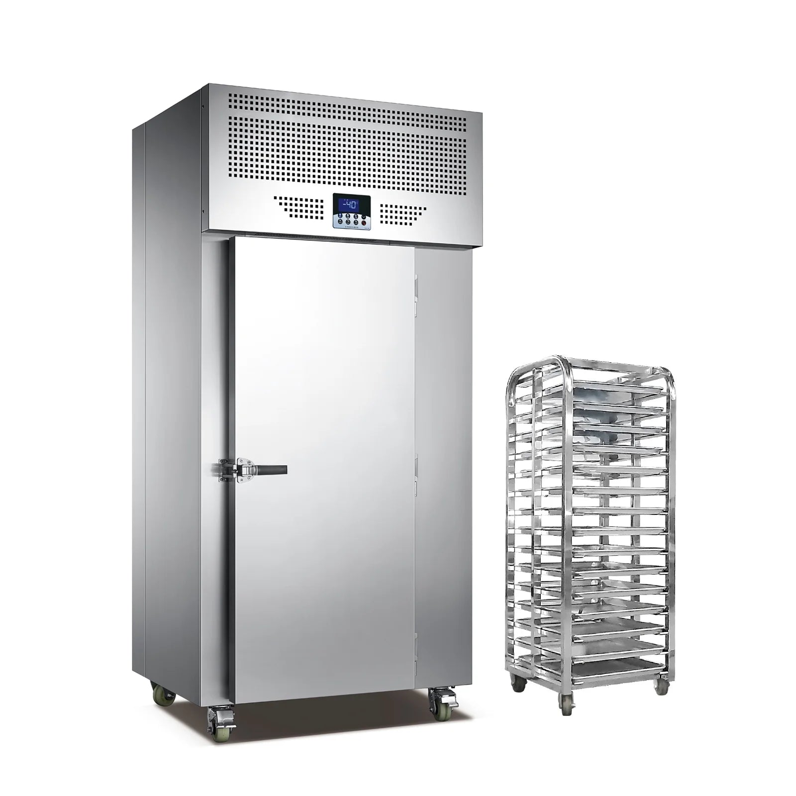 Kolice Commercial Heavy Duty 15 Trays Blast Chiller with Trolley Cart, Chest Freezer, Restaurant Freezer Cabinets, Shock Freezing Blast Freezer - Lowest Temperature - 40F( - 40� - )