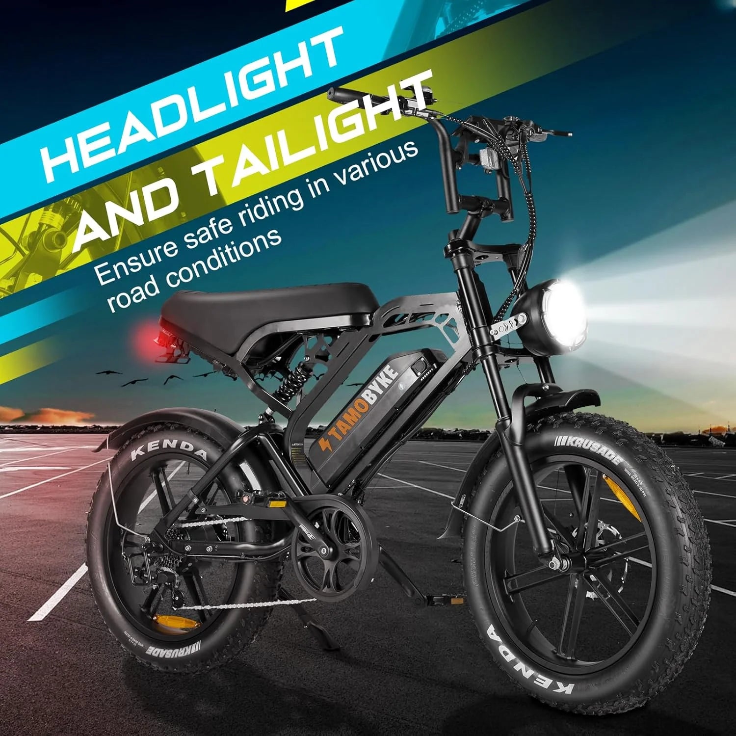 Tamobyke Electric Bike for Adults, Peak 1500W 28mph Mountain Ebike, 48V 15.6AH 20" Fat Tire Electric Bicycle Full Suspension UL2849