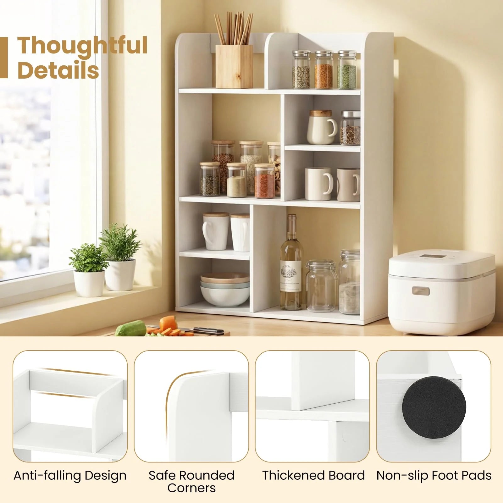 Tangkula Desktop Display Rack with 4 Open Shelves & 4 Cubes