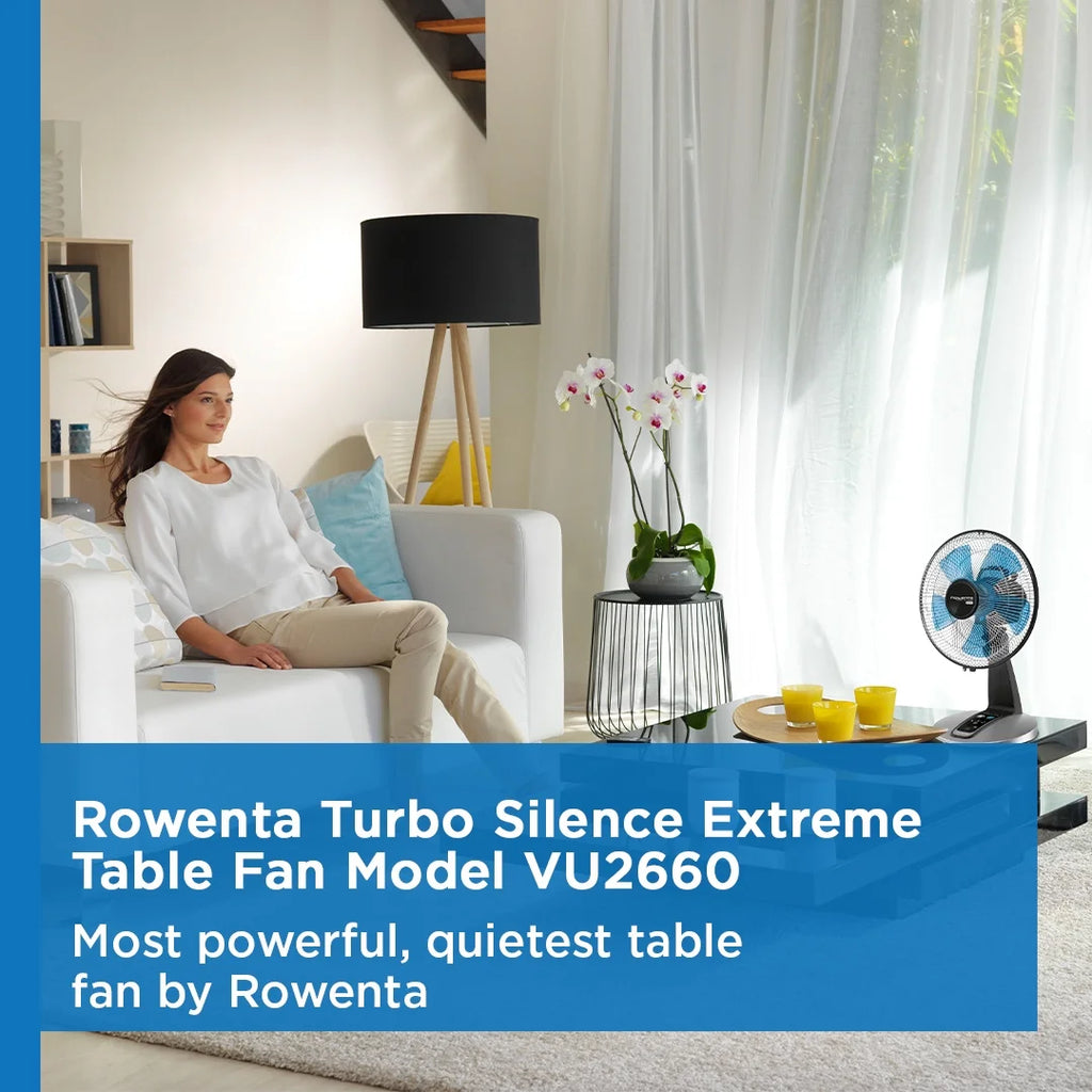 Rowenta Turbo Silence Standing Floor Fan with Remote, 53 in, Portable, 5 Speeds, VU5670