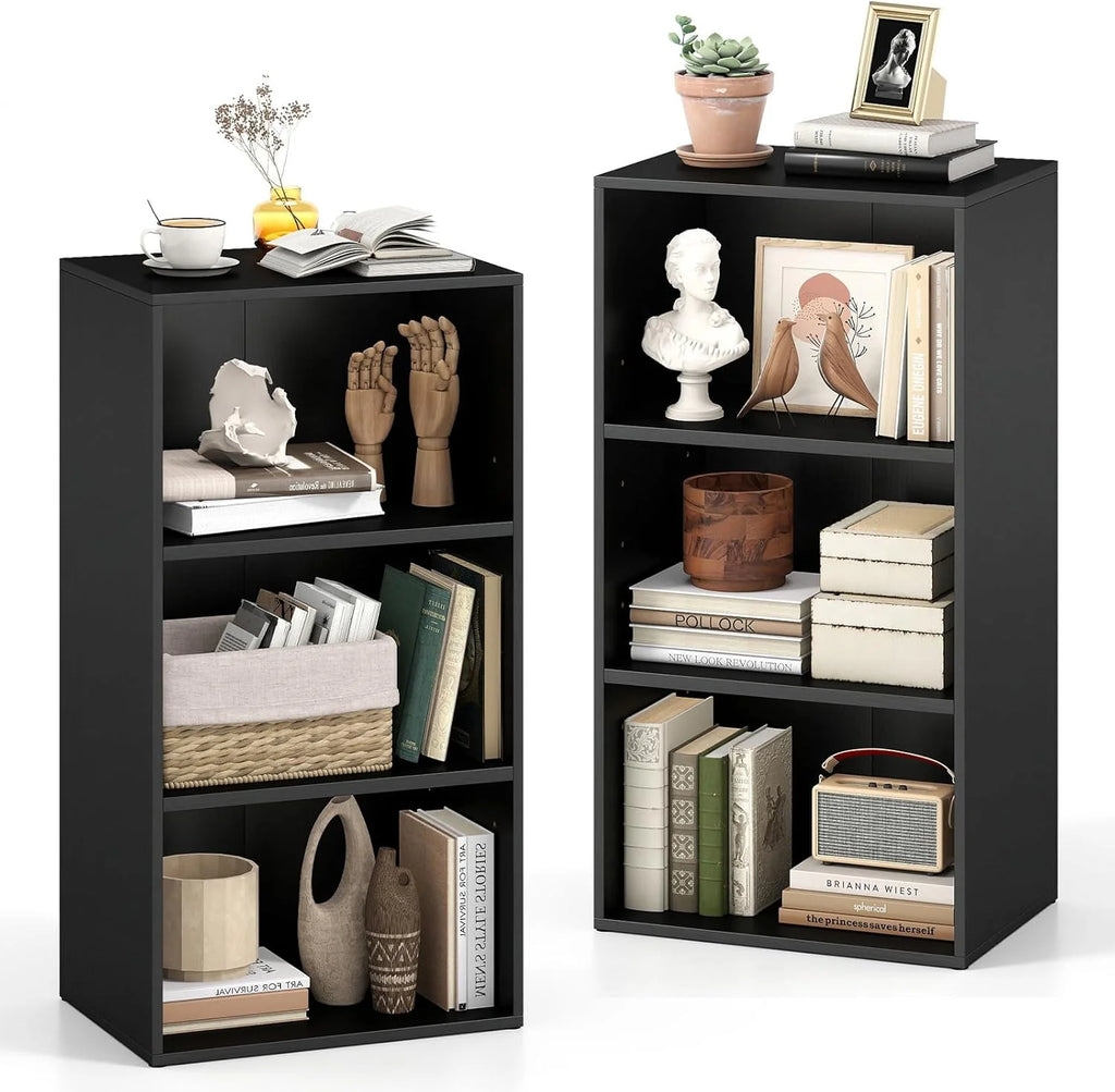 Tangkula 3-Cube Bookcase Floor Standing Open Bookshelf w/7-Position Adjustable Shelf