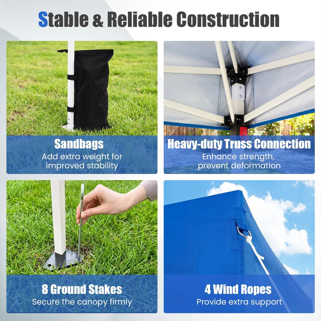 Tangkula 10x10 Ft Pop Up Canopy with Sidewall UPF50+ Commercial Canopy