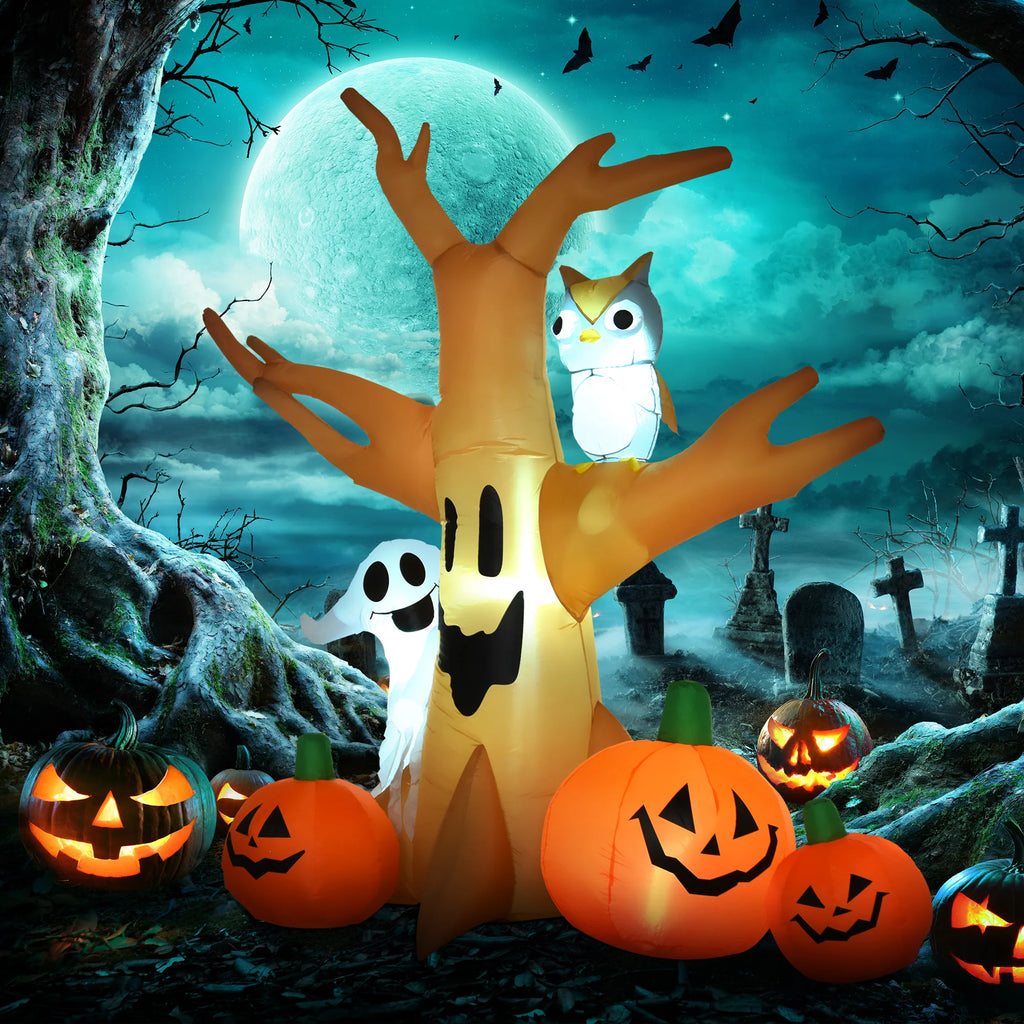 AECOJOY 7.5' Tall Lighted Halloween Inflatables Outdoor Decorations Haunted Tree