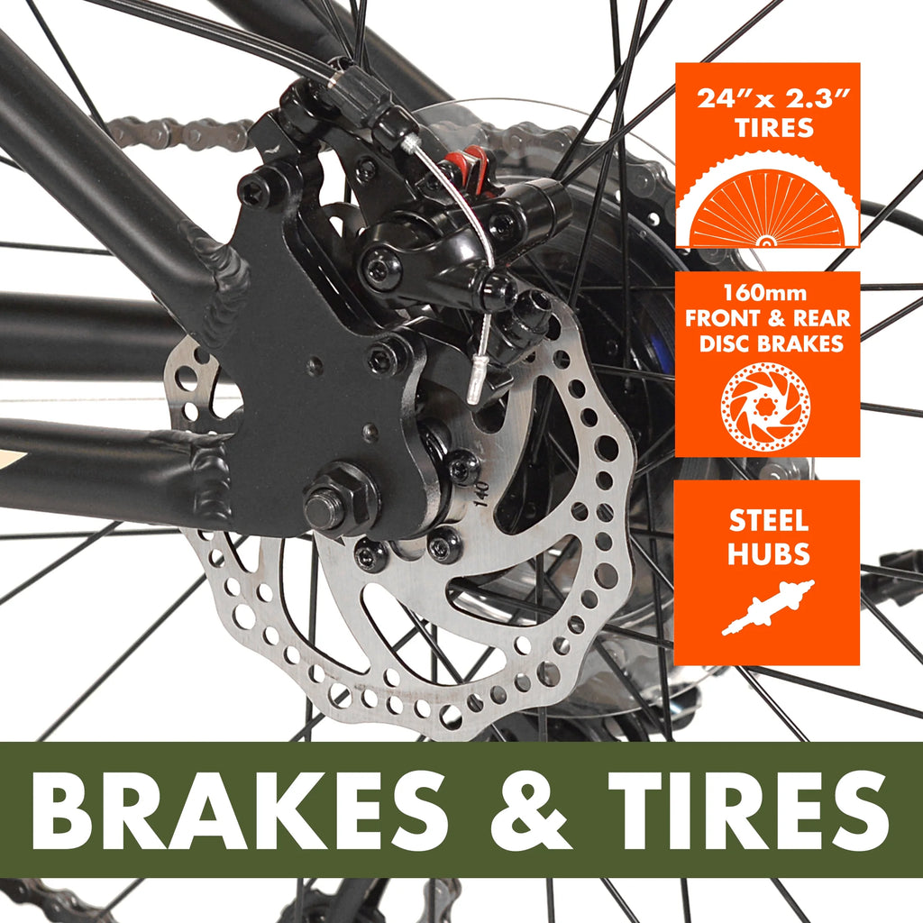 24" Ozark Trail Vibe Mountain Bicycle, 8 Speed, Black, Fits Riders 4'6" - 5'6", Teen