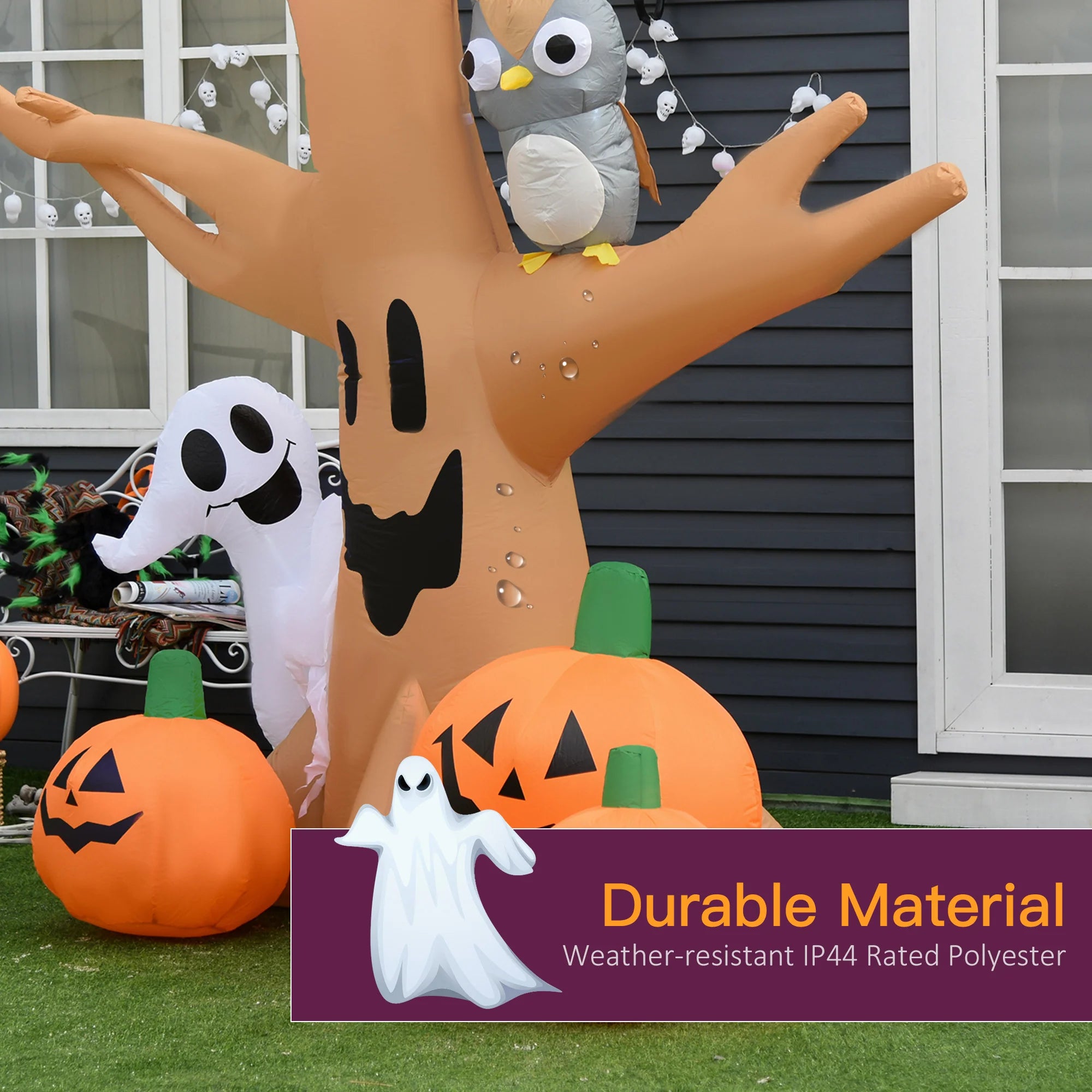 AECOJOY 7.5' Tall Lighted Halloween Inflatables Outdoor Decorations Haunted Tree
