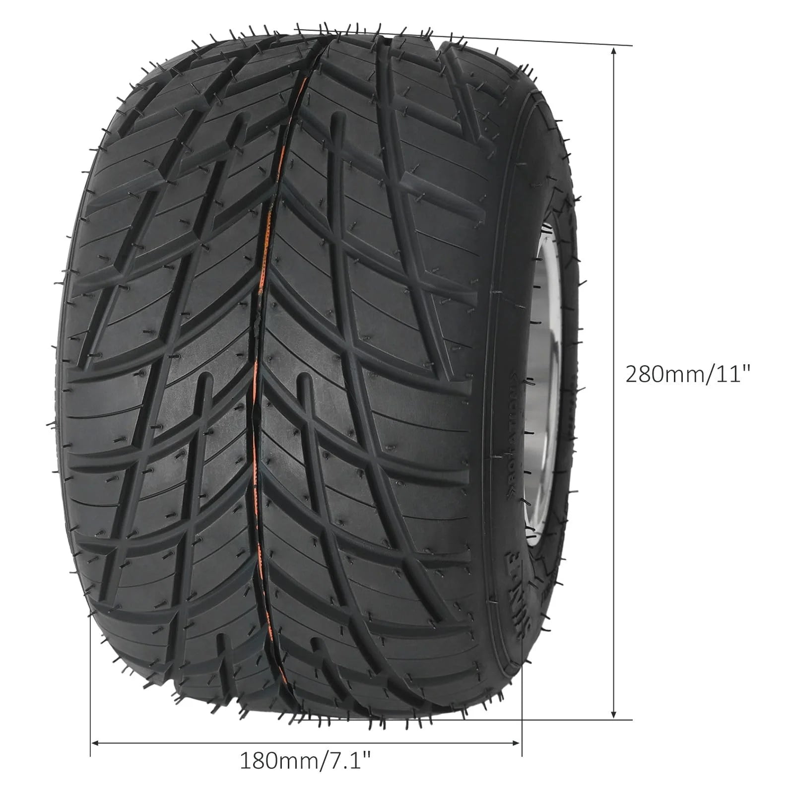Set 4 Go Kart Tires and Rims, 10x4.50 - 5 Front Tubeless Tires Rims, 11x7.10 - 5 Rear Tires Rims, Go Cart Wheels and Tires Fit Bolt Pattern 58 Mm with 3 Holes Drift Trike, Buggy Lawn Mower