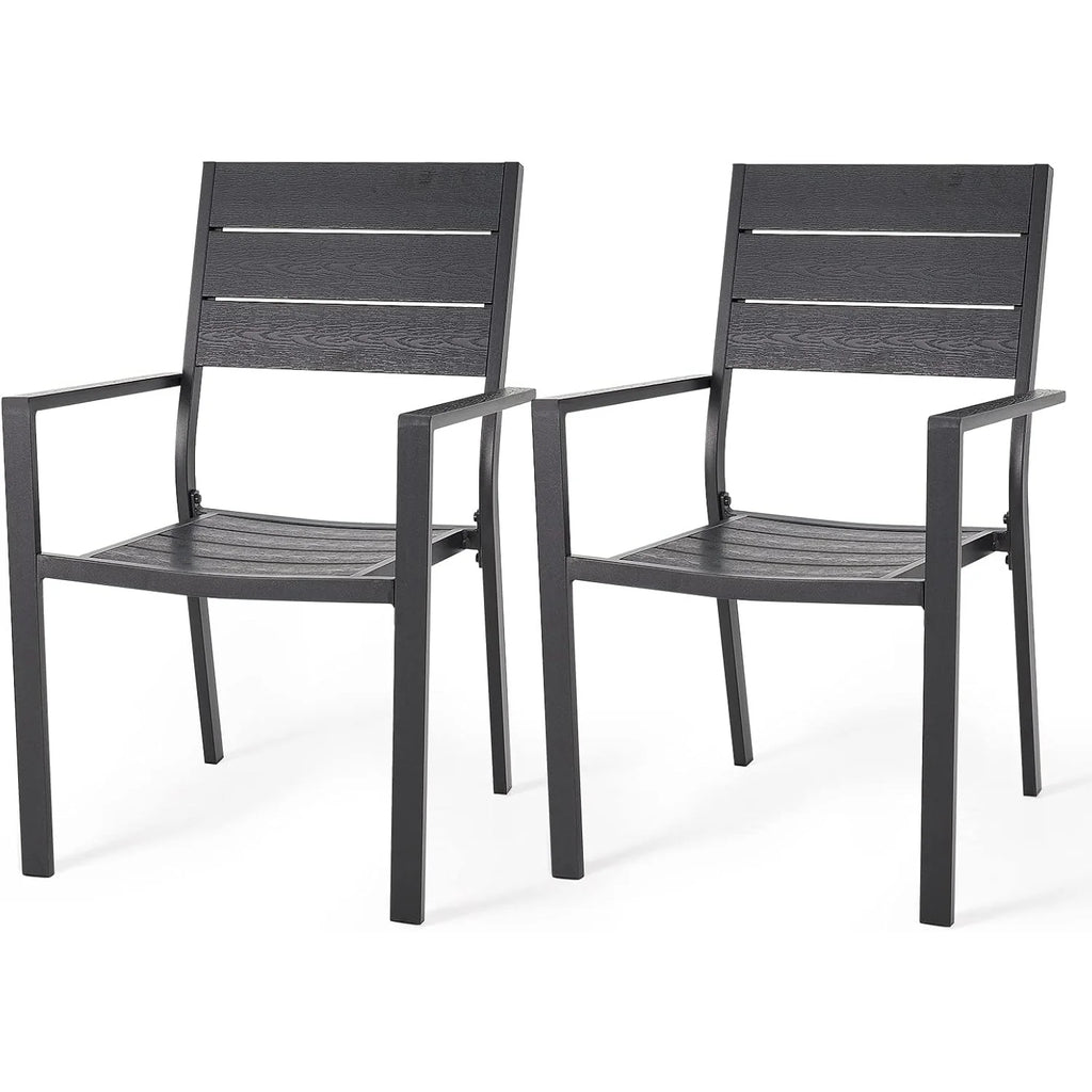 AECOJOY 2 Pieces Outdoor Dining Chairs, Aluminum Frame Stackable Patio Chair