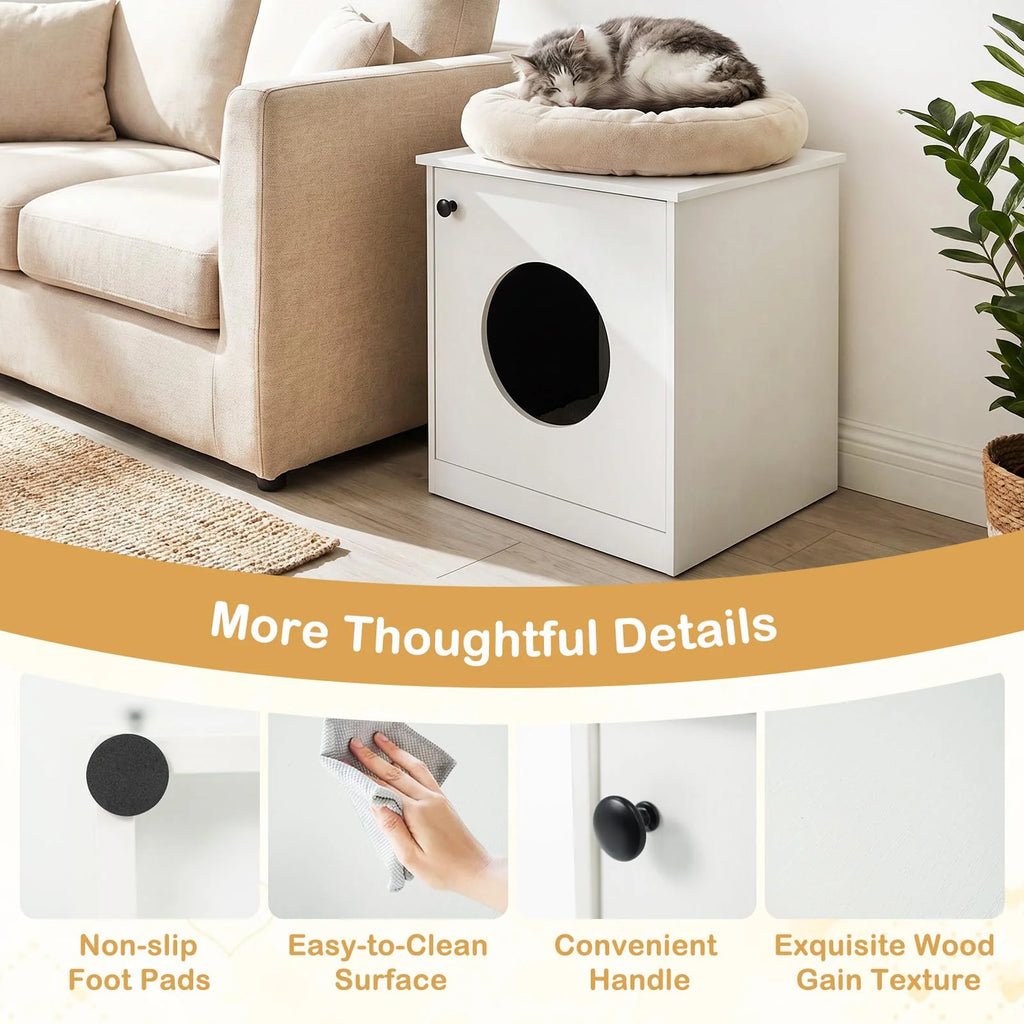 Tangkula 22 Inch Modern Hidden Cat Litter Box Furniture with Front Entry Door