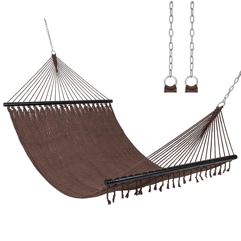 Tangkula 10.5FT Caribbean Double Hammock with Curved Spreader Bars