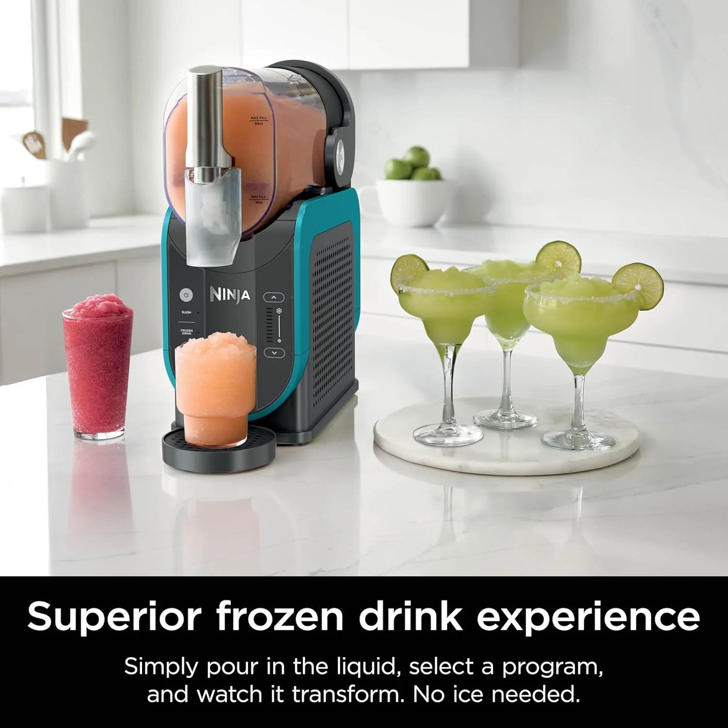SLUSHi with RapidChill Technology, 88 oz. Frozen Drink & Slushie Machine, 5 Preset Programs, Margaritas, Frapps, and More, Premium Accents, Black, FS301