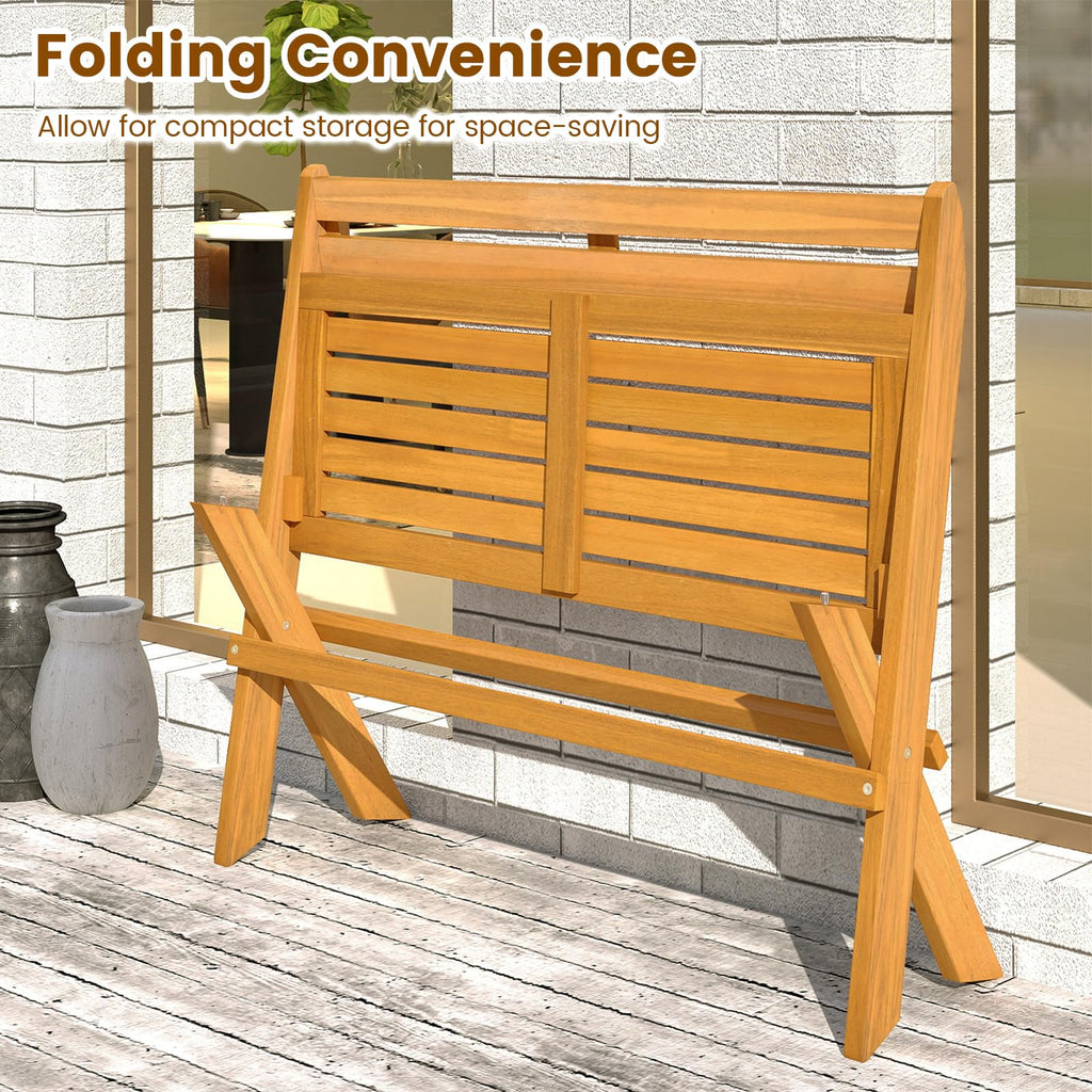 Tangkula Foldable Acacia Wood Outdoor Bench