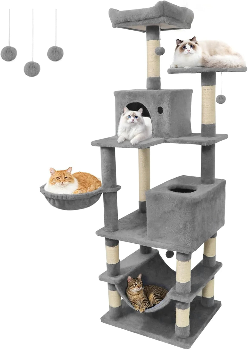 Tangkula 66 Inch Tall Cat Tree Multi-Level Cat Tower with Sisal Scratching Posts