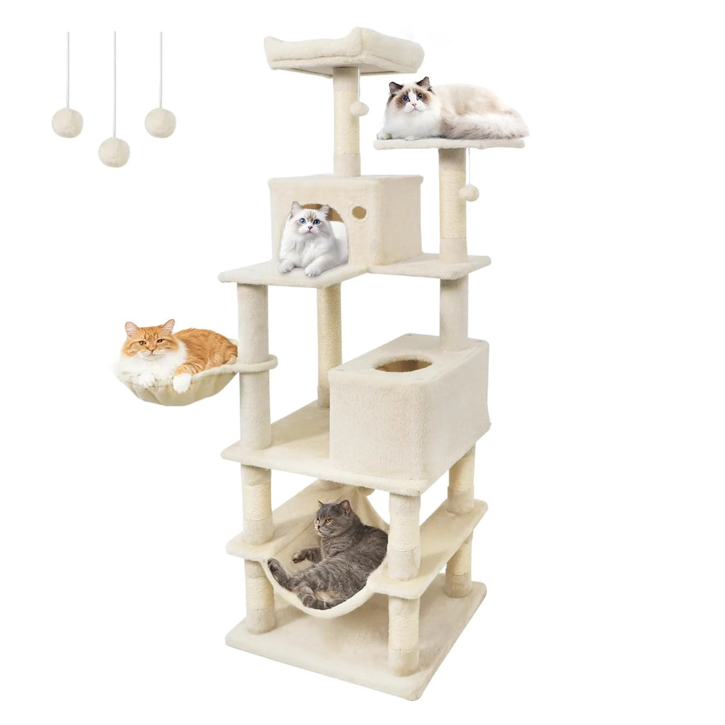 Tangkula 66 Inch Tall Cat Tree Multi-Level Cat Tower with Sisal Scratching Posts