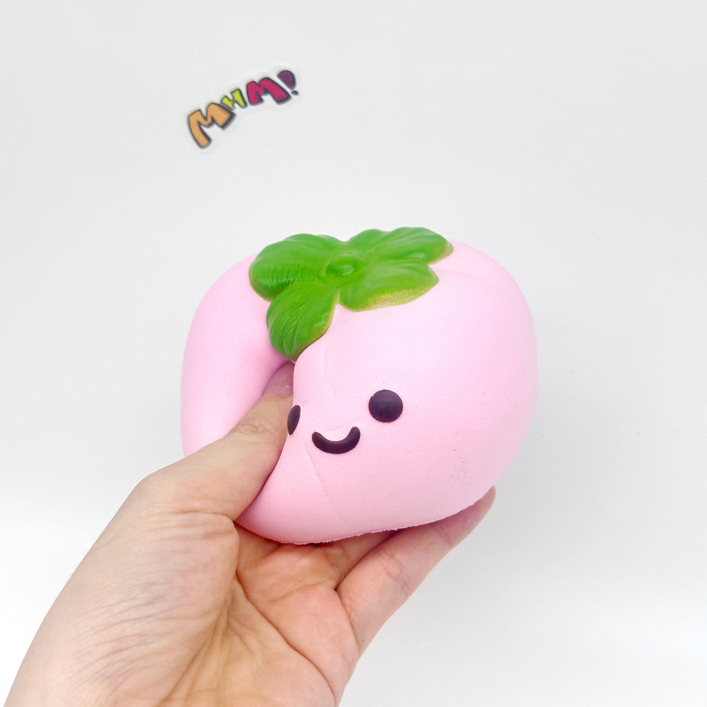 🍅 Lucky Persimmon Squishy - White & Pink Cute Persimmon Slow Rising Stress Relief Toy