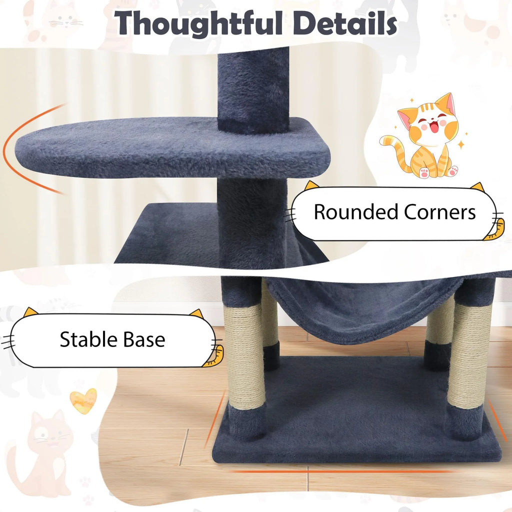 Tangkula 58 Inch Multi-Level Cat Tree Soft Plush Cat Tower with Padded Top Perch