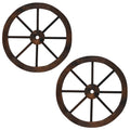 Tangkula 24 Inch Set of 2/4 Decorative Wooden Wagon Wheel Carbonized Solid Fir Wood