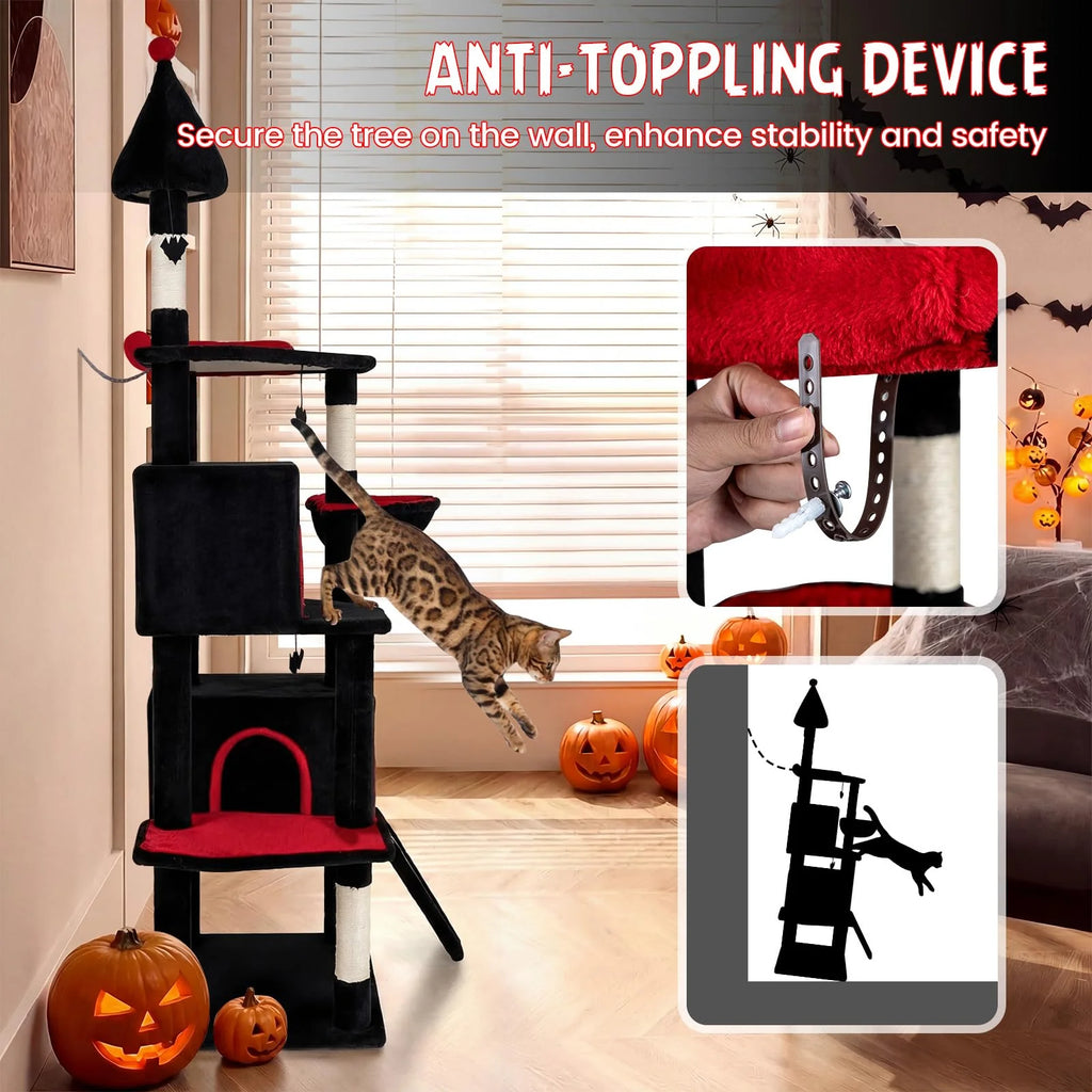 Tangkula 75" Gothic Cat Tree Halloween Cat Tower