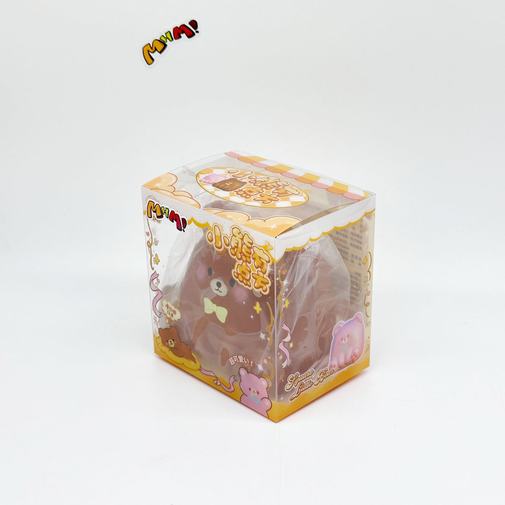 🐻🧈 Square Bear Squishy Set - Pink & Caramel Brown Cute Slow Rising Stress Relief Toy