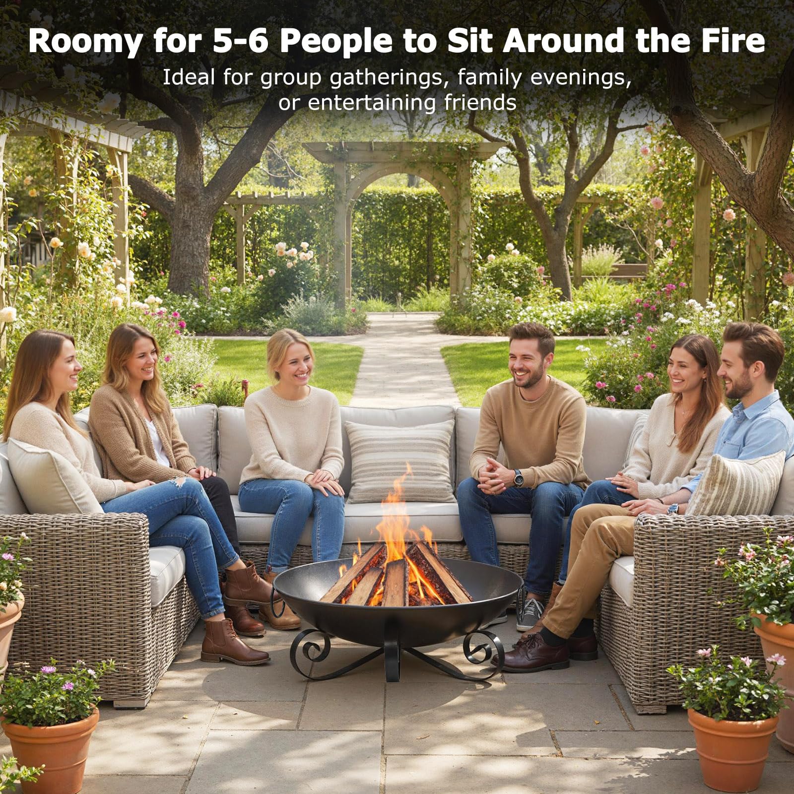 Tangkula Fire Pit for Outside Wood Burning