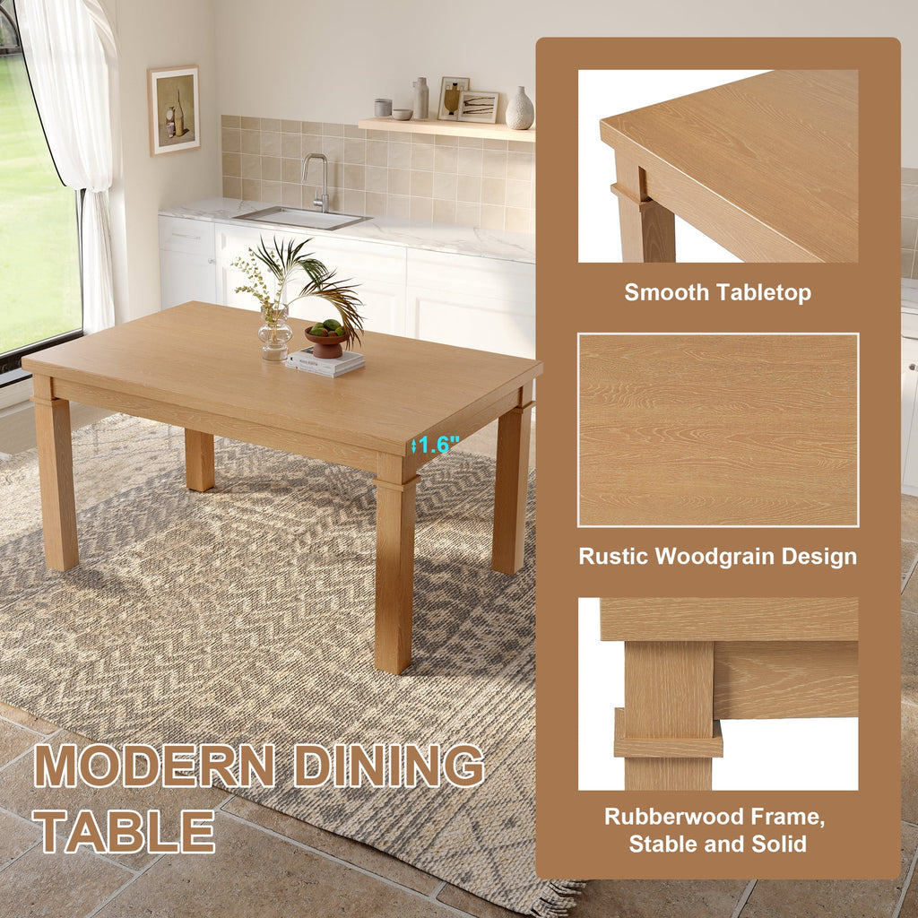 Euroco 6 - Piece Wood Dining Table Set for 6, Modern Rectangular Kitchen Table with 4 Upholstered Chairs & Bench for Kitchen Dining Room, Walnut