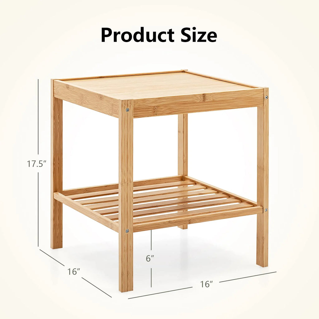 Tangkula Bamboo Nightstand Set of 2
