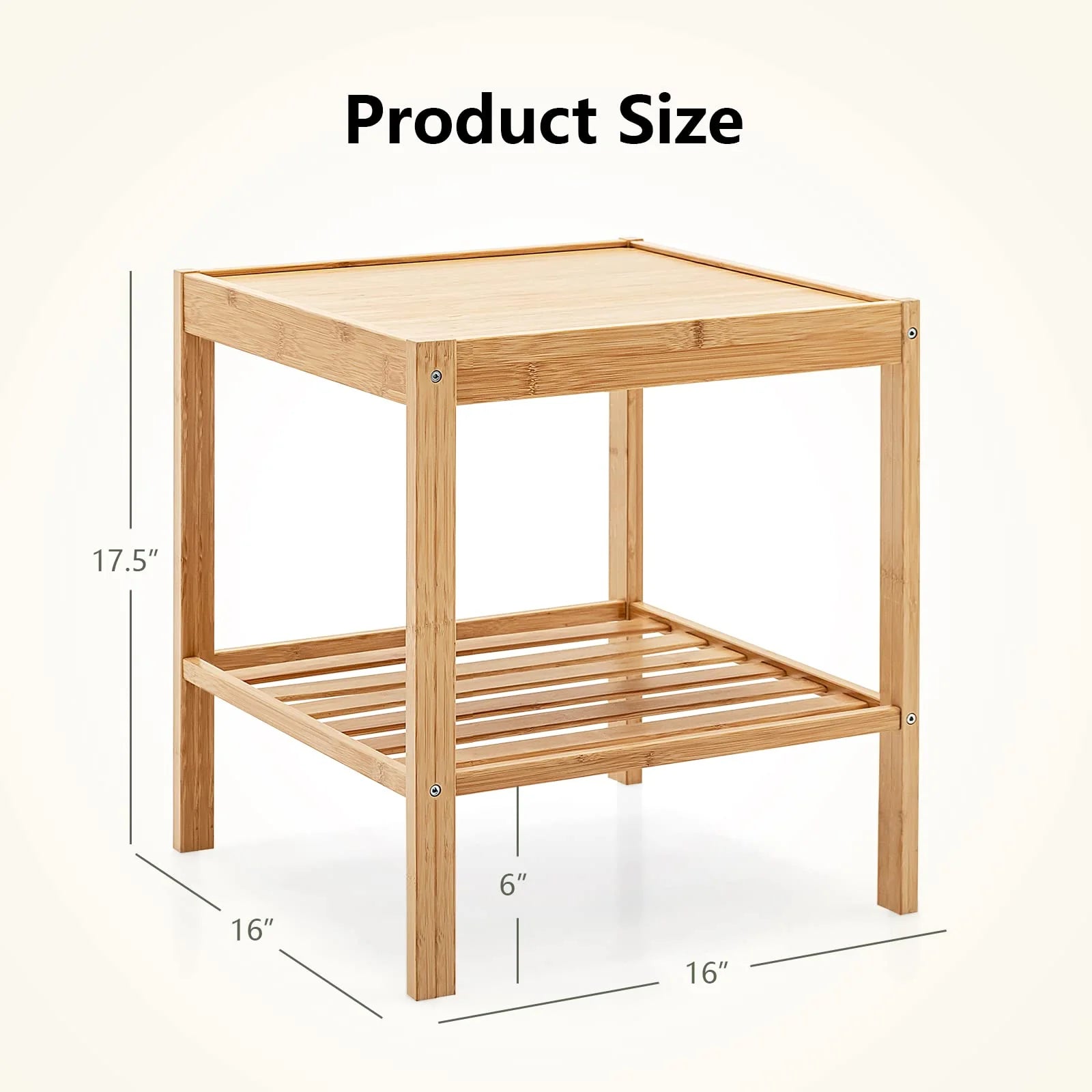 Tangkula Bamboo Nightstand Set of 2