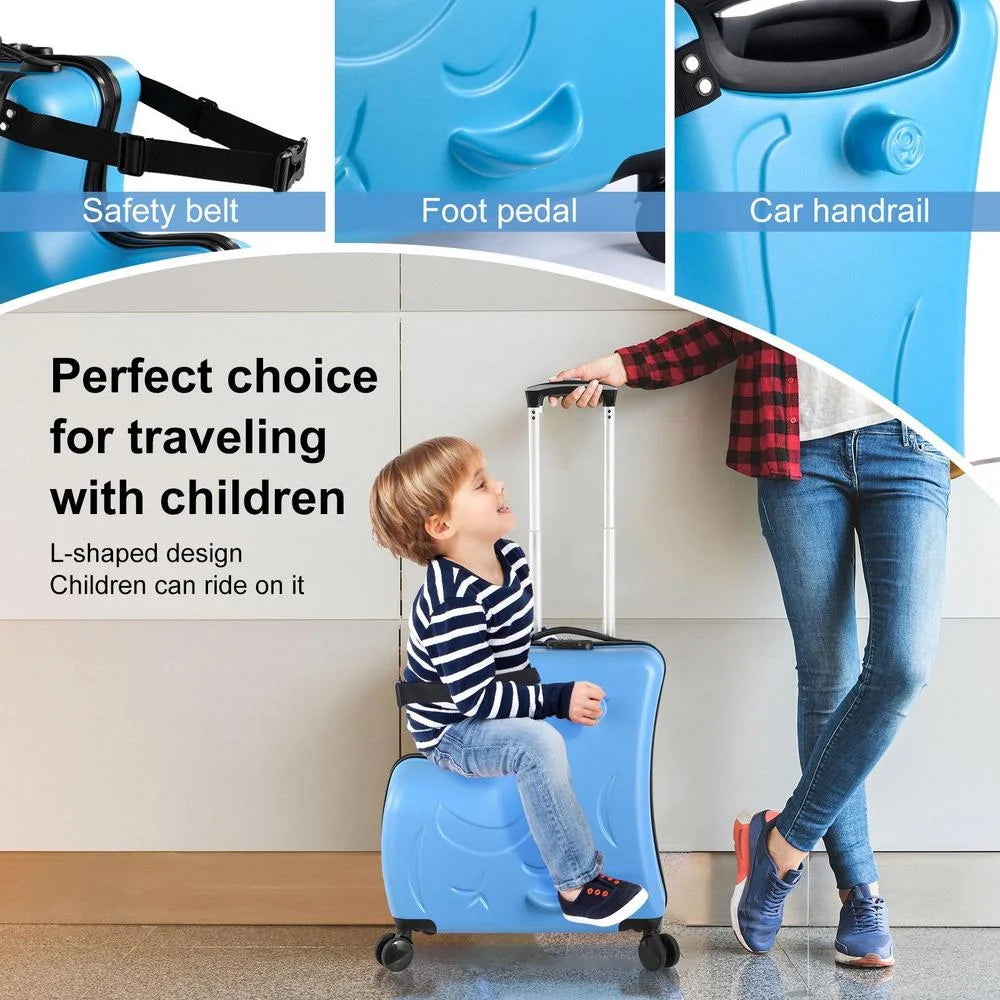 VAHIGCY Kids Luggage, Kids Ride - on Luggage with Spinner Wheels Suitcase, Kid'S Ride - on Suitcase Help Your Child Relax, Carry on Trolley Luggage with Password Lock, 20"