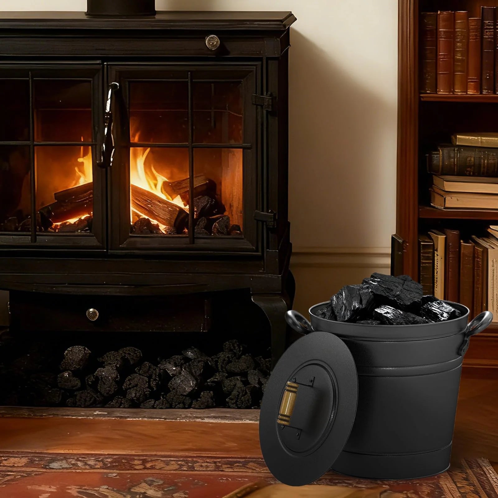 Tangkula 3 Gallon Ash Bucket with Lid for Fire Pits Wood Burning Stoves