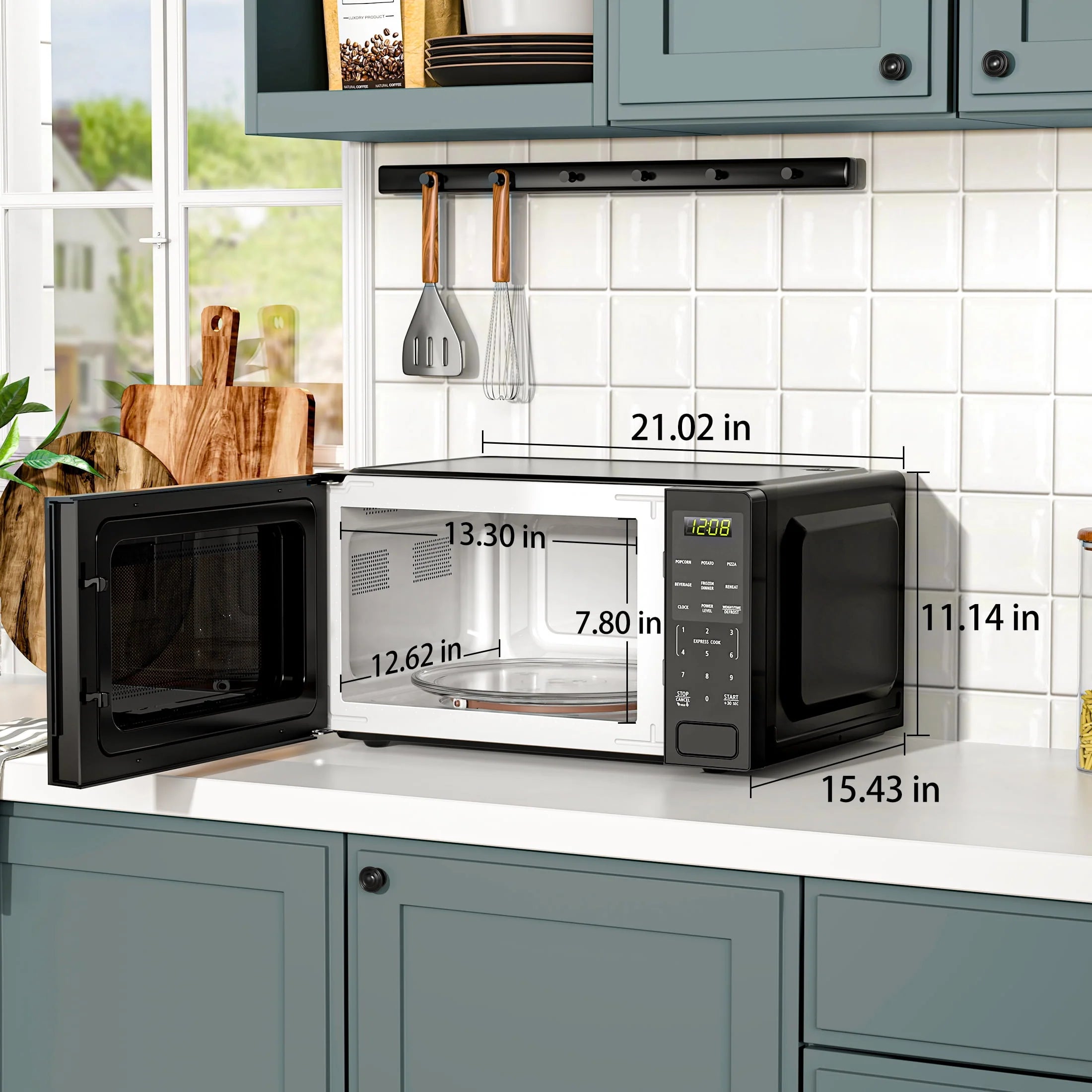 Mainstays 1.1 Cu. Ft. Countertop Microwave Oven, 1000 Watts, Black, New