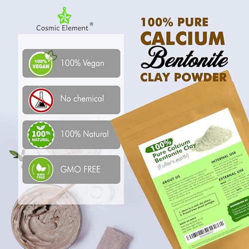 100% Pure Calcium Bentonite Clay Powder - Bentonite Clay Food Grade, Vegan, Healing Clay | Skin Care Detox - Deep Pore Cleansing Face & Body Mask for Soft, Smooth, Refreshed Skin | 12oz